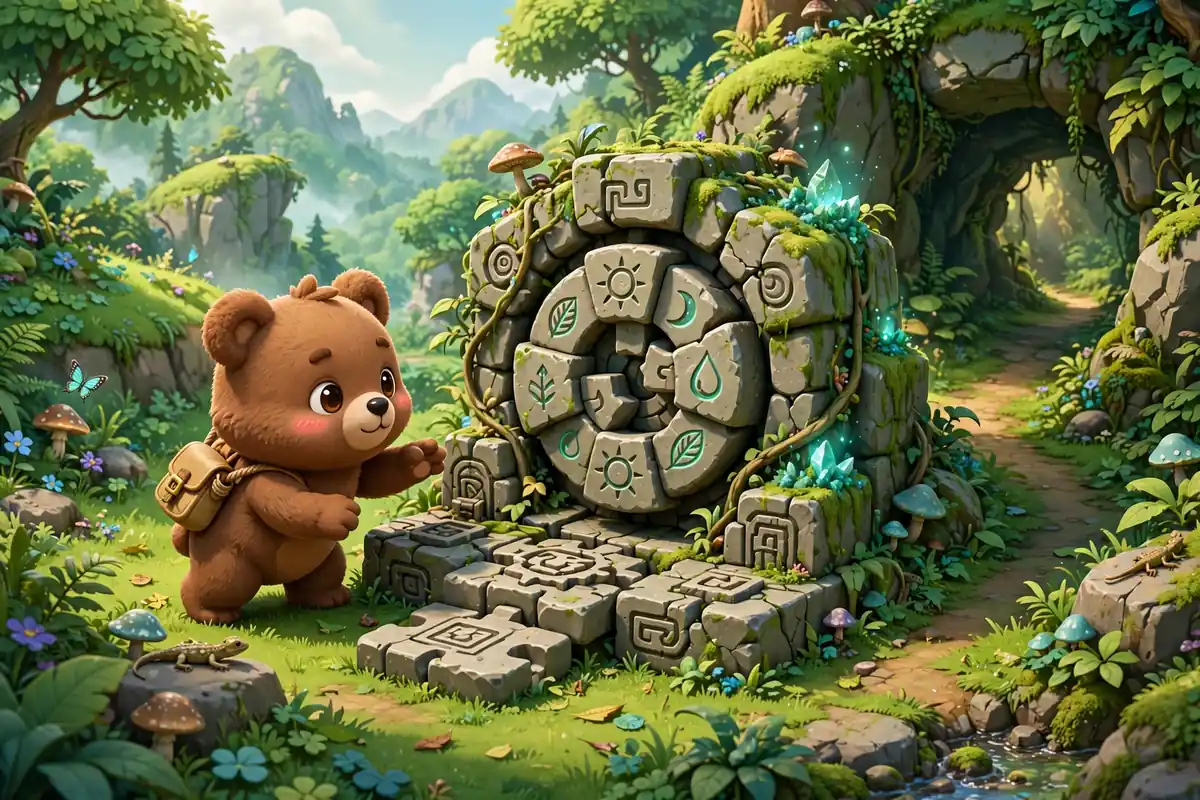 Baaren the bear exploring environmental puzzles in Super Bear Adventure